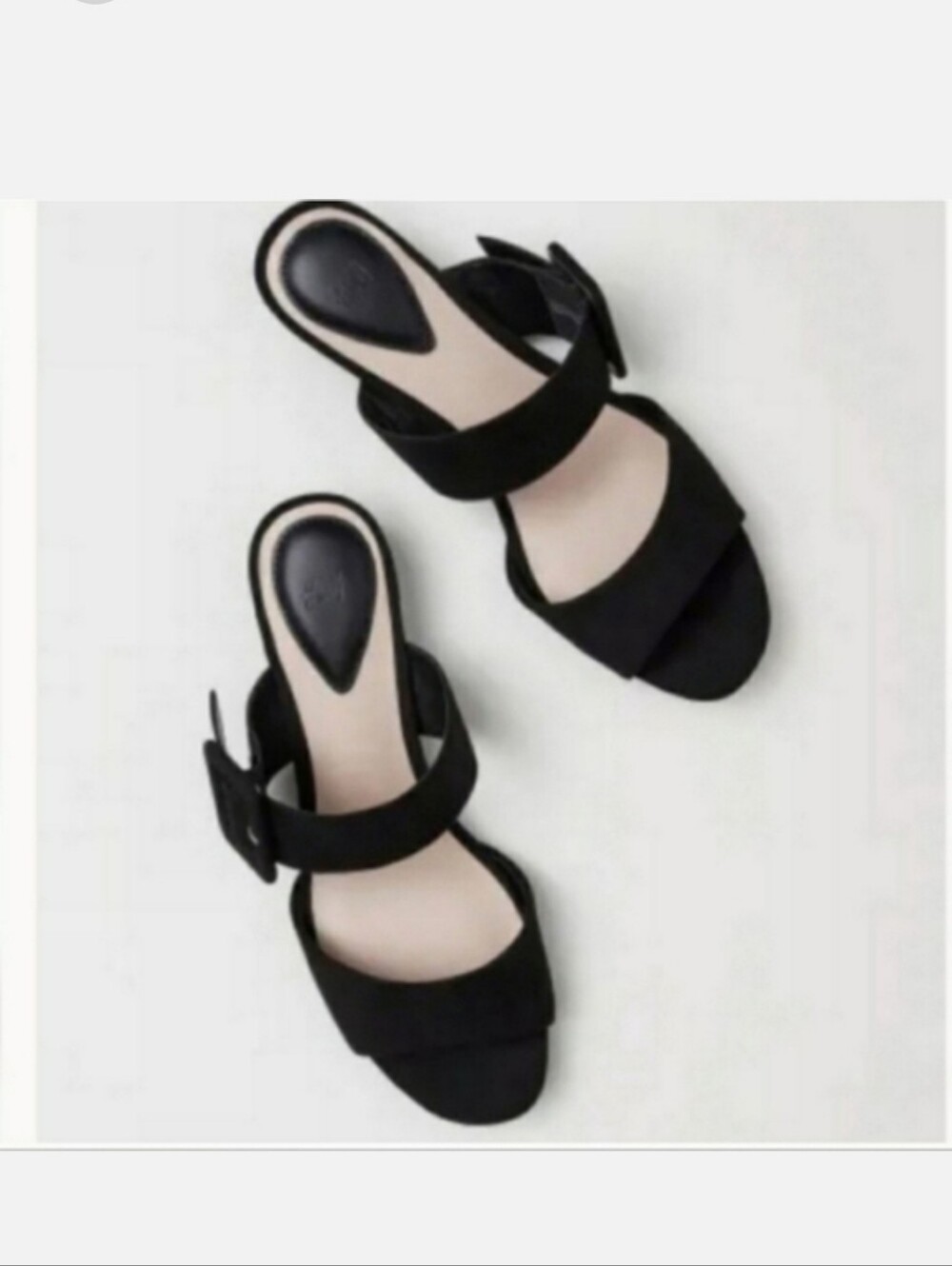 H&M Faux Suede Black Flat Slip On Sandals Size 7